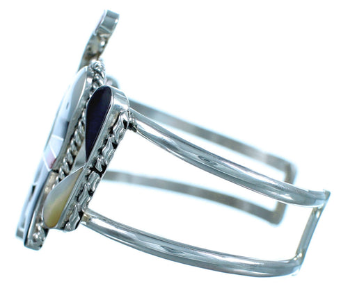 Silver Thunderbird Multicolor Inlay Zuni Indian Cuff Bracelet RX117414